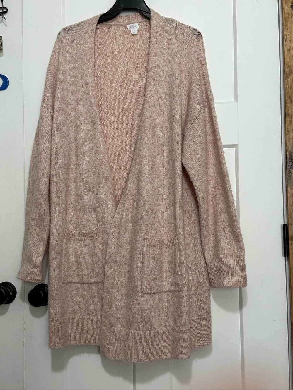 stars above Pastel Pink Cream Fuzzy Knit Cardigan